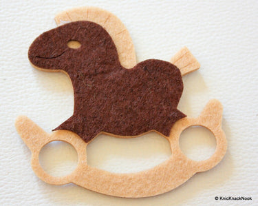 Dark Brown Rocking Horse Felt Applique Patch